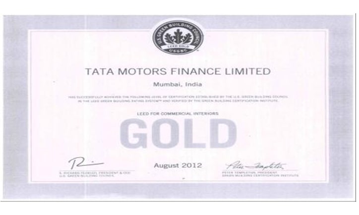 tata motors finance limited certificate